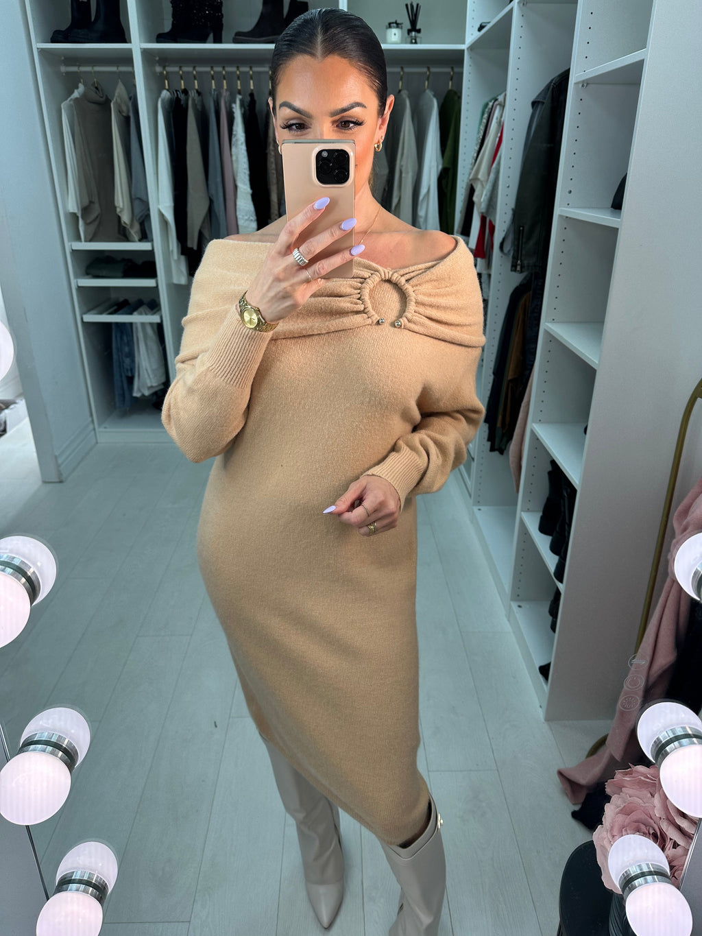 Yakira Plain Bardot Knit Dress