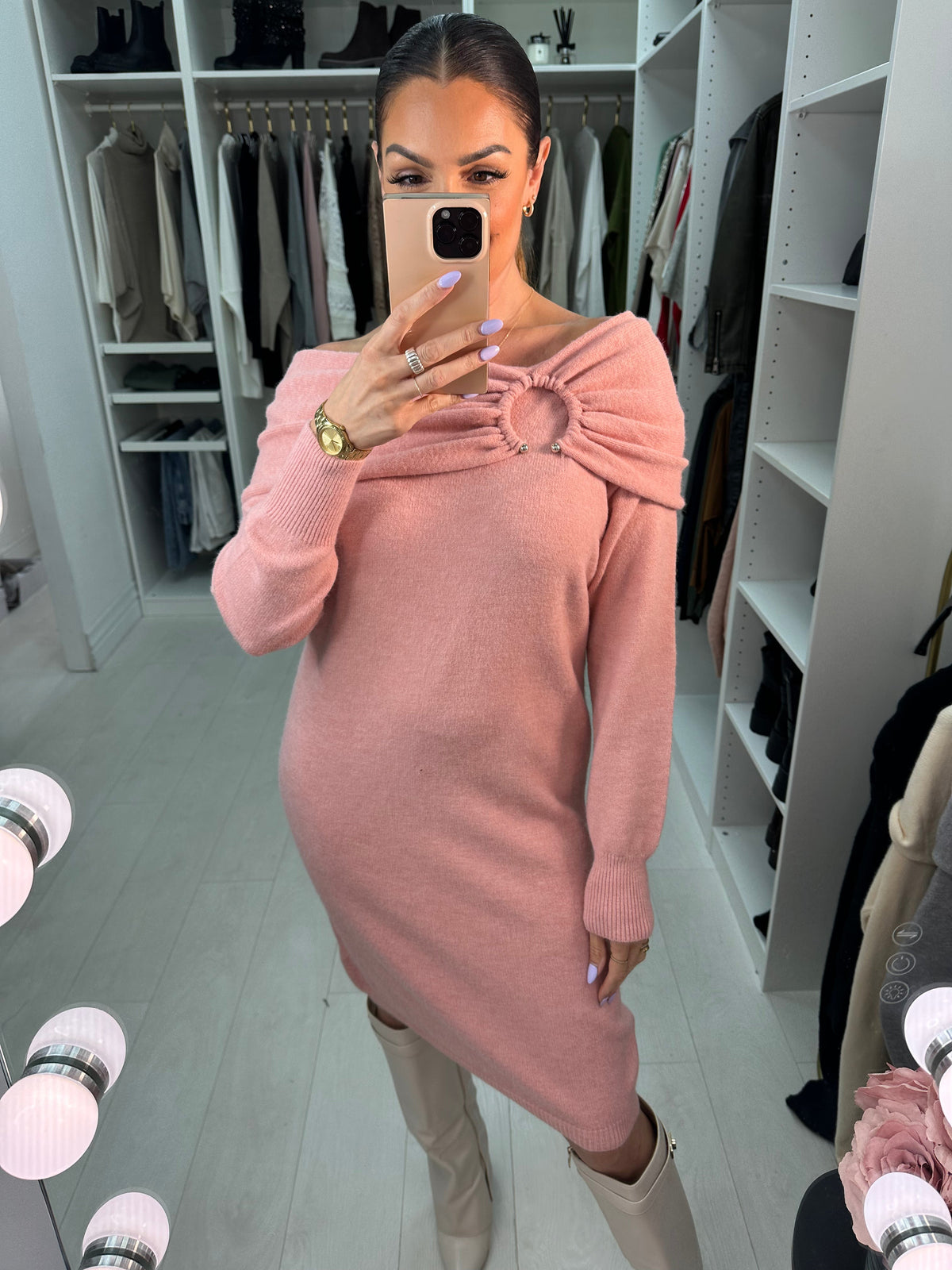 Yakira Plain Bardot Knit Dress