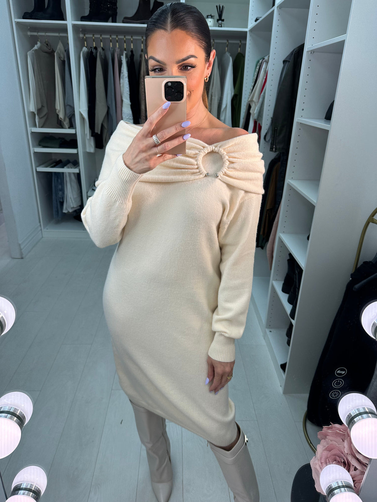Yakira Plain Bardot Knit Dress