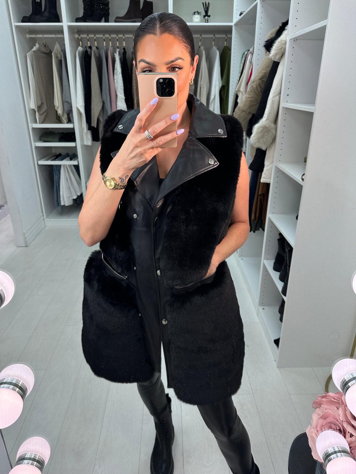 Micah Faux Fur Panelled Zip Detail Gilet