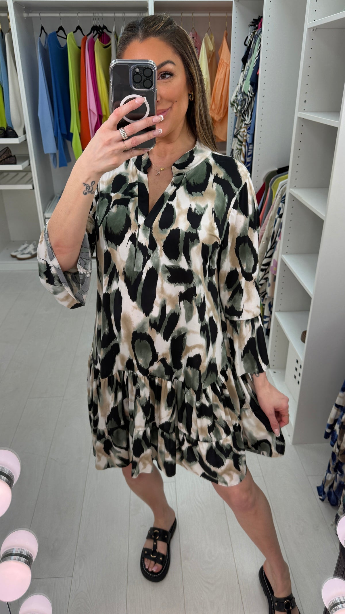 Fiona Animal Print Smock Dress