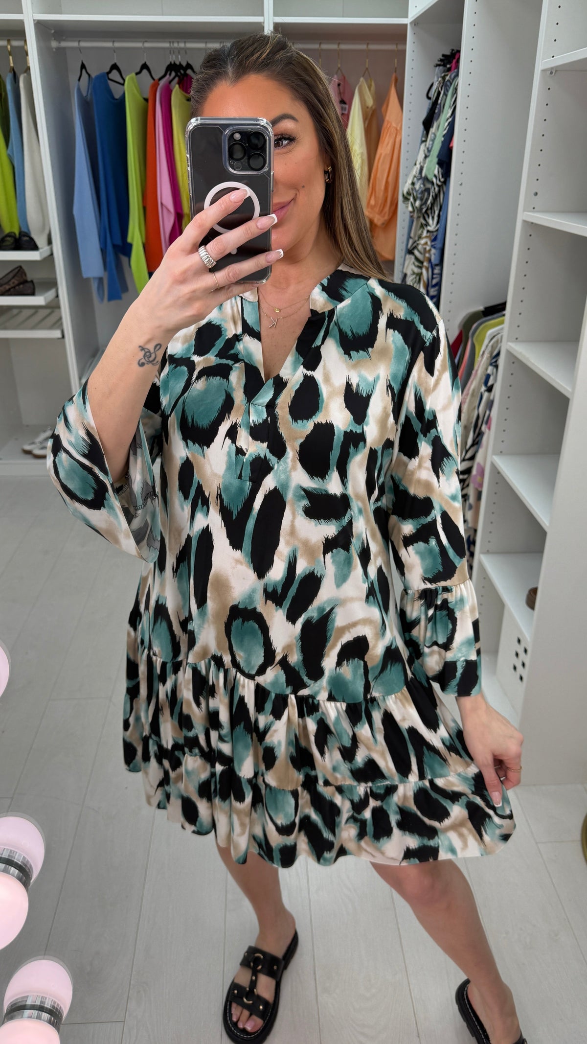 Fiona Animal Print Smock Dress
