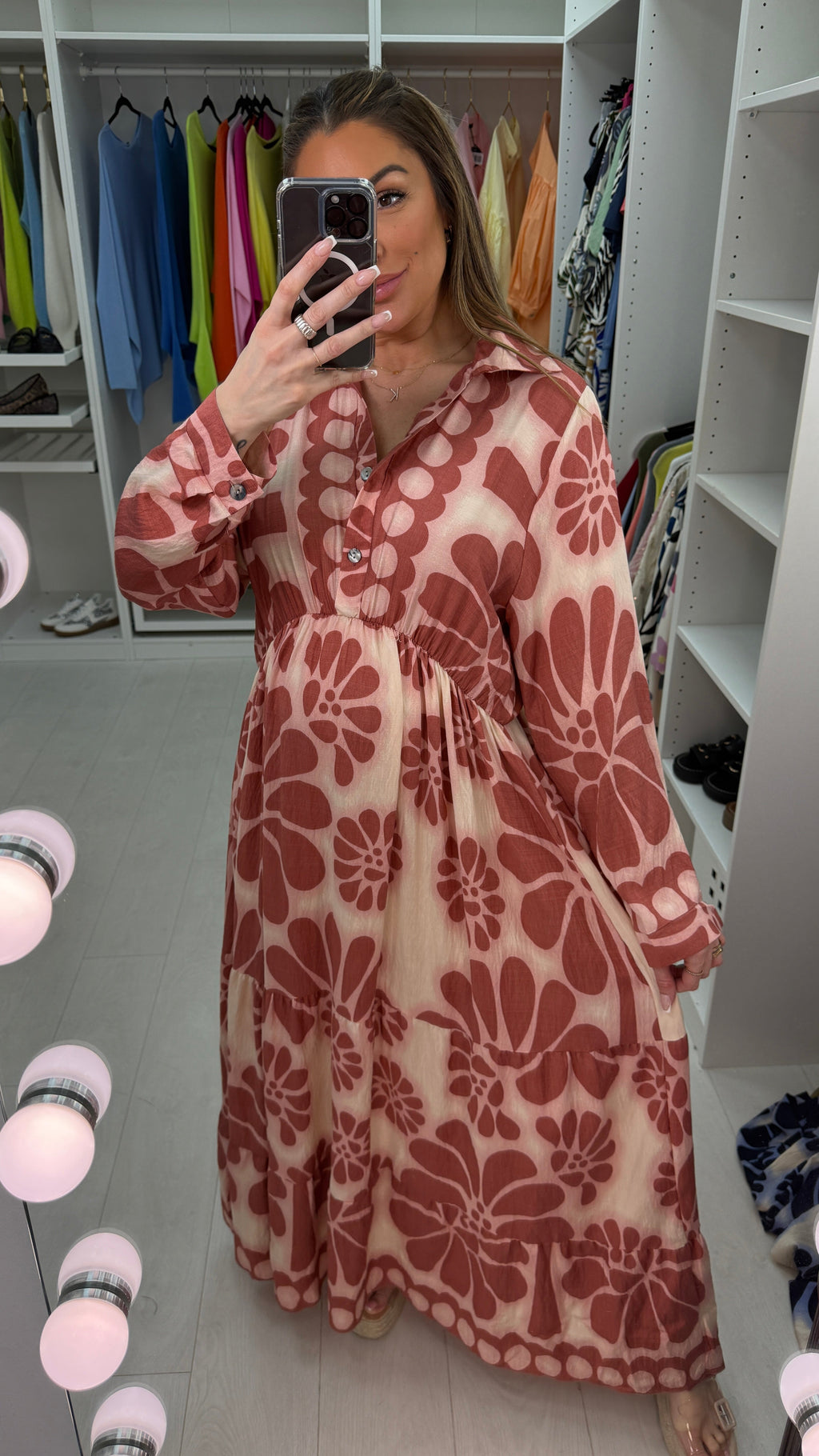 Fabiana Floral Print Smock Maxi Dress