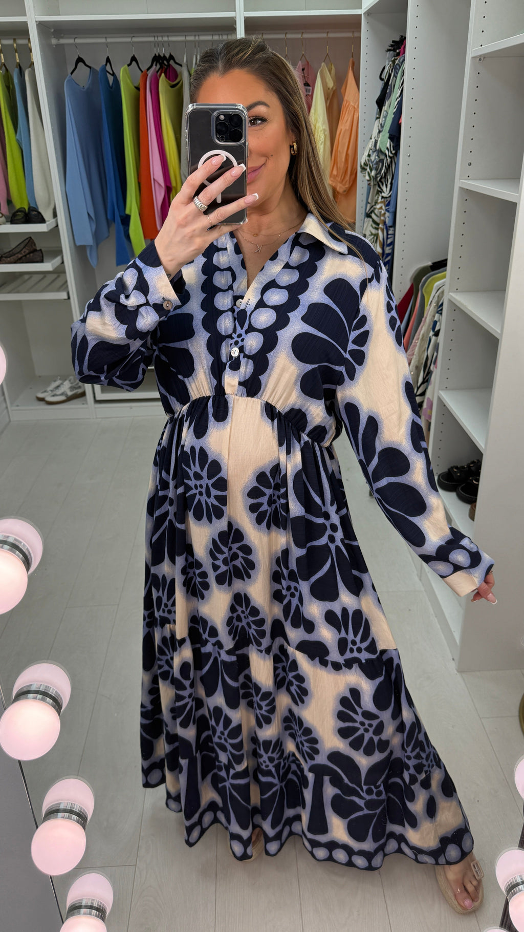 Fabiana Floral Print Smock Maxi Dress