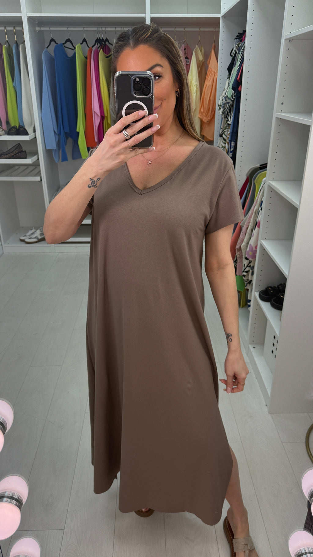 Lila Plain V Neck Maxi Dress