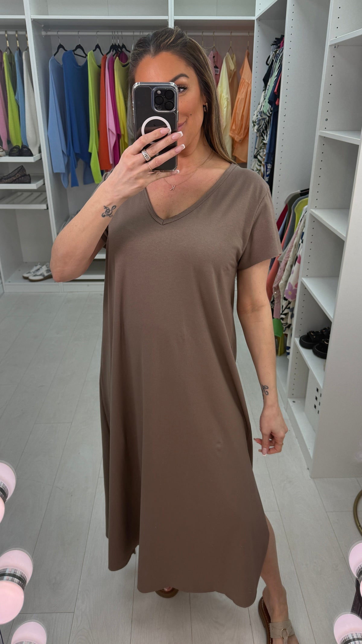Lila Plain V Neck Maxi Dress