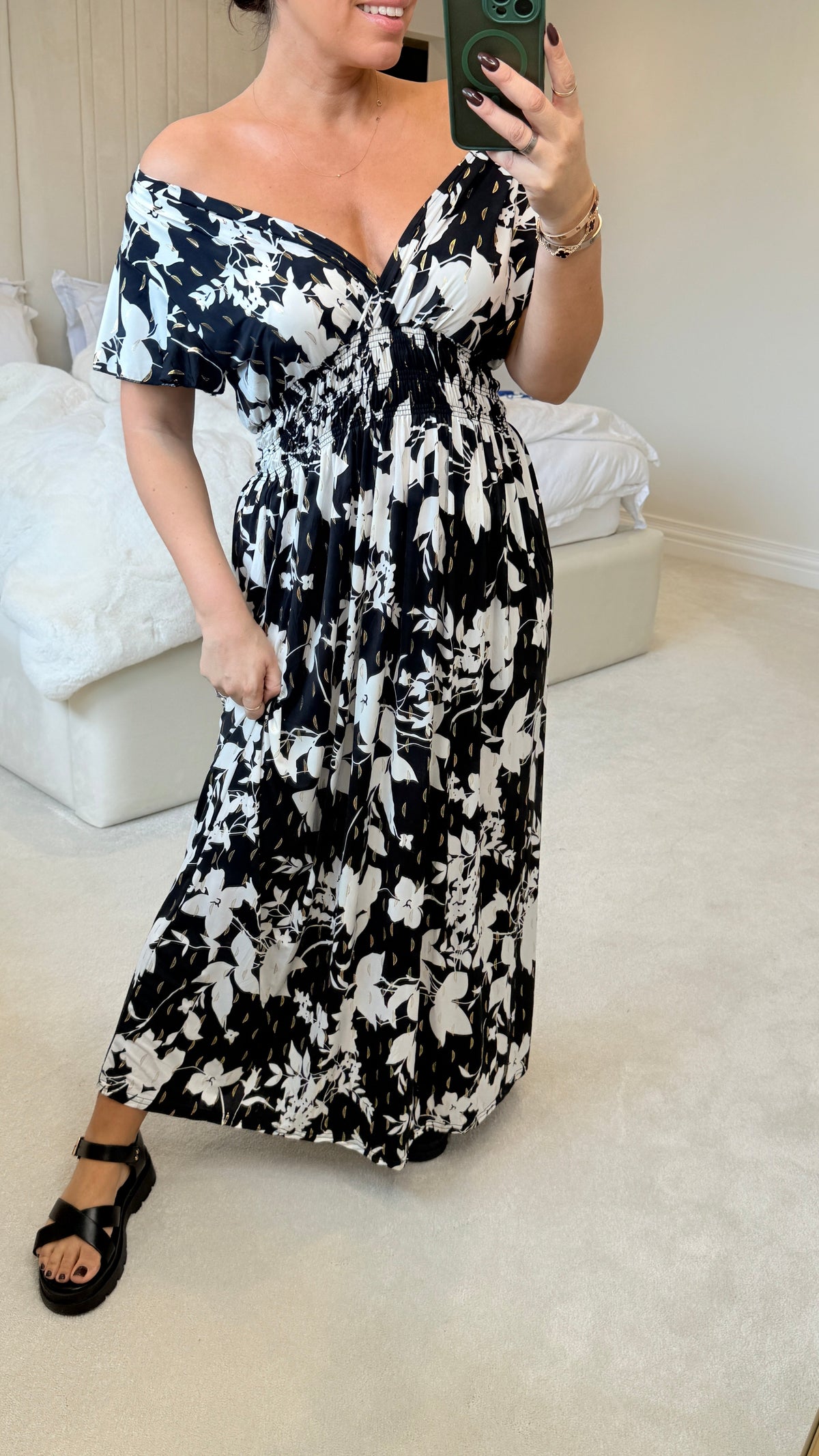 Clement Abstract Leaf Print Magic Maxi Dress
