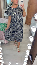 Dale Floral Print Ruffle Sleeve Tiered Midi Dress