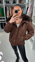 Kendra Chocolate Oversized Luxury Faux Fur Lined Coat