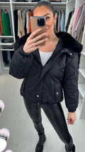 Kendra Black Oversized Luxury Faux Fur Lined Coat