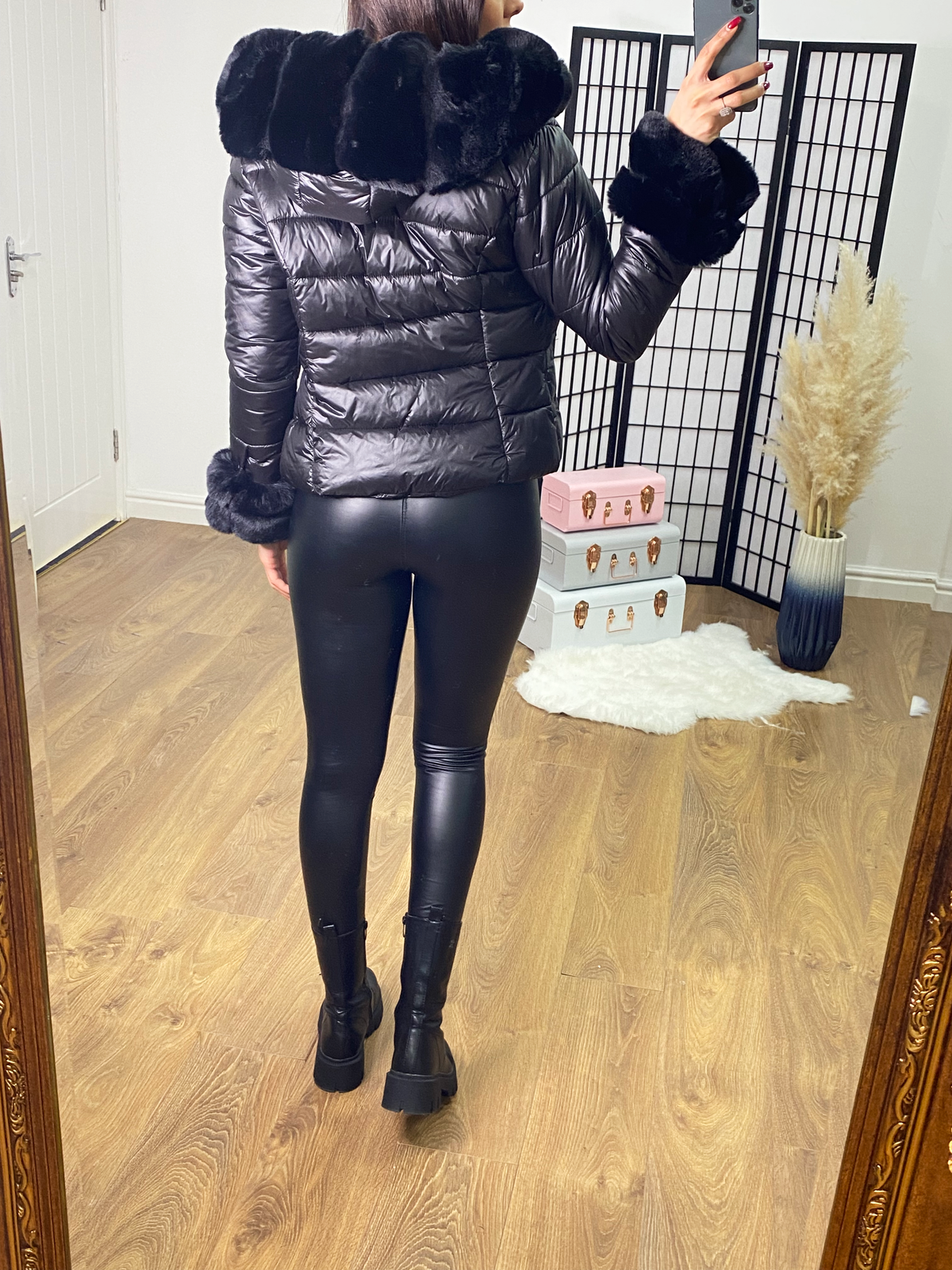 Dayana Faux Fur Hooded Short Padded Coat