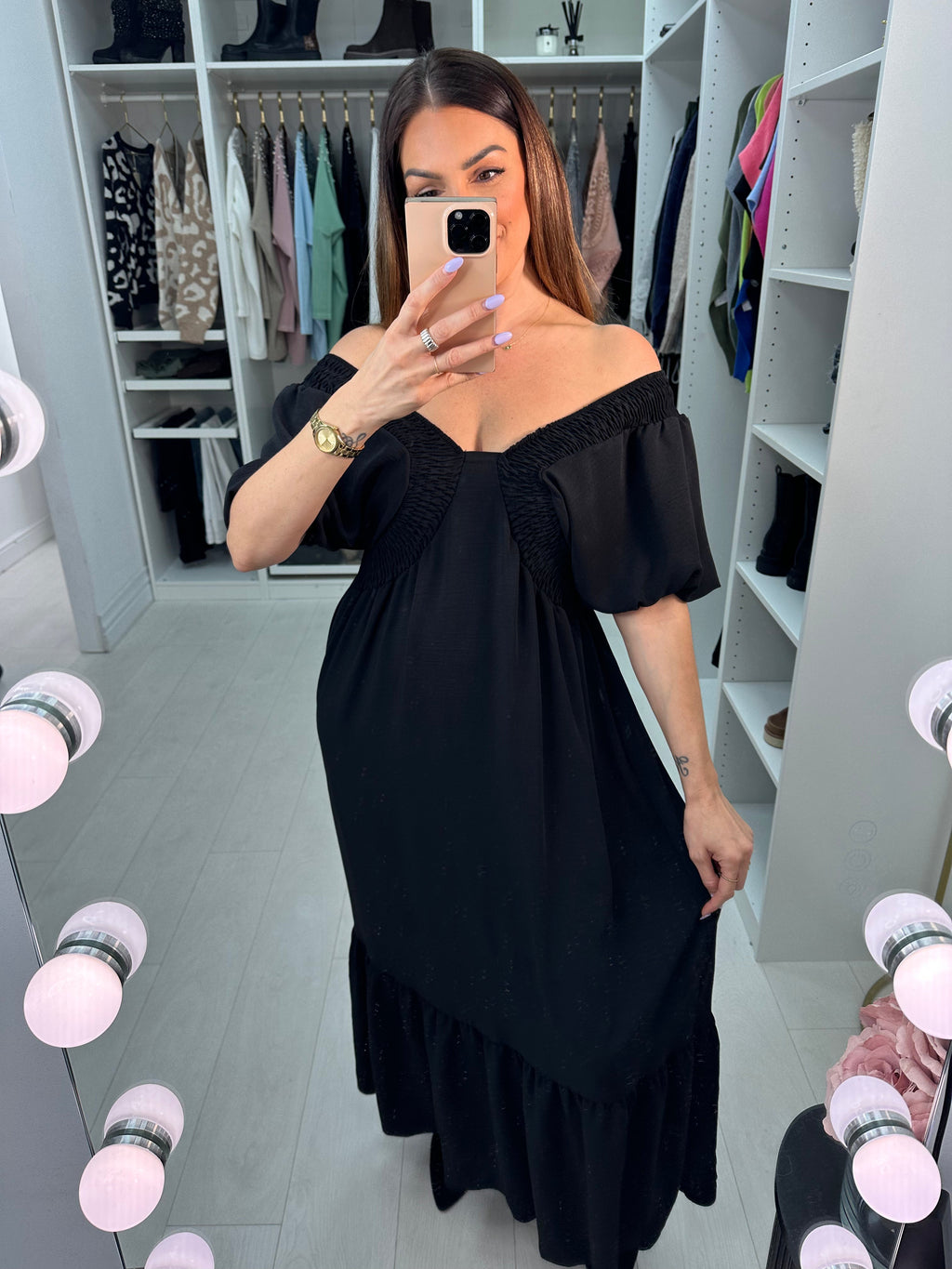 Priya Balloon Sleeve Smock Maxi Dress