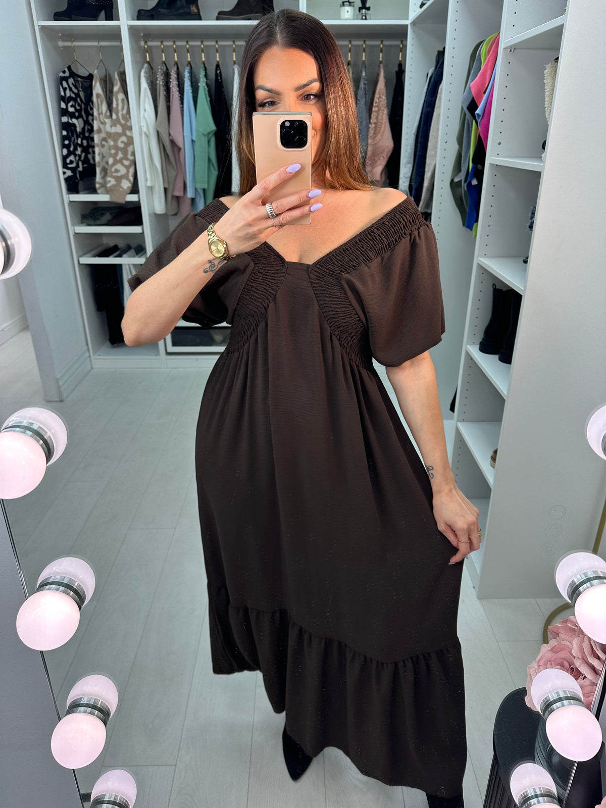 Priya Balloon Sleeve Smock Maxi Dress