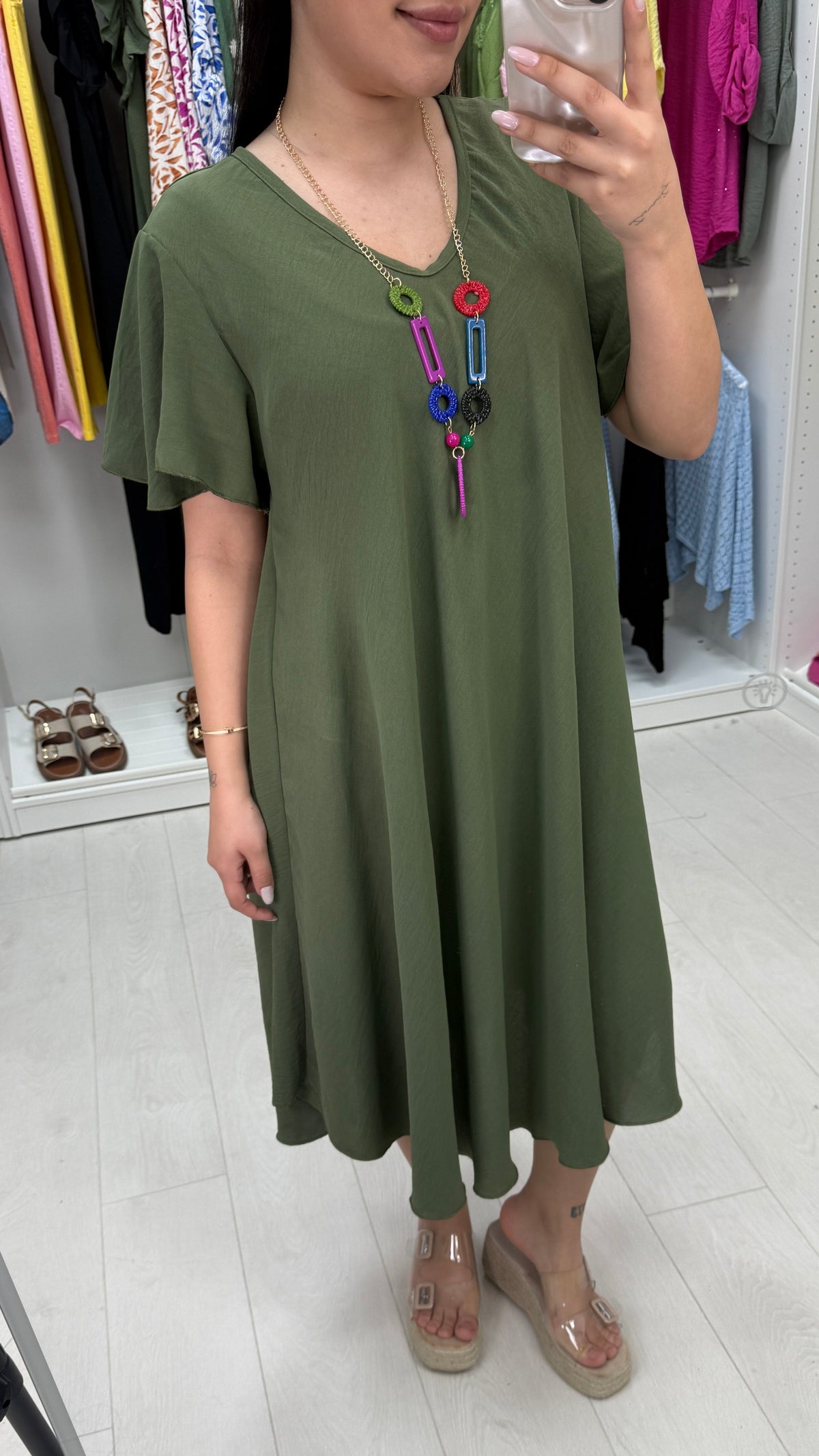 Amira Loose Fit Dress With Necklace