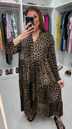 Nicoletta Leopard Print Smock Magic Maxi Dress