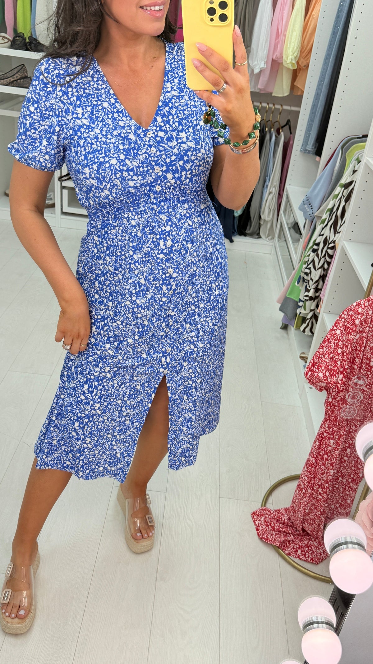 Katia Floral Print Button Detail Magic Midi Dress