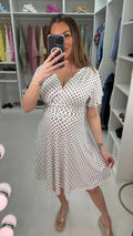 Sinead Polka Dot V Neck Belted Magic Dress