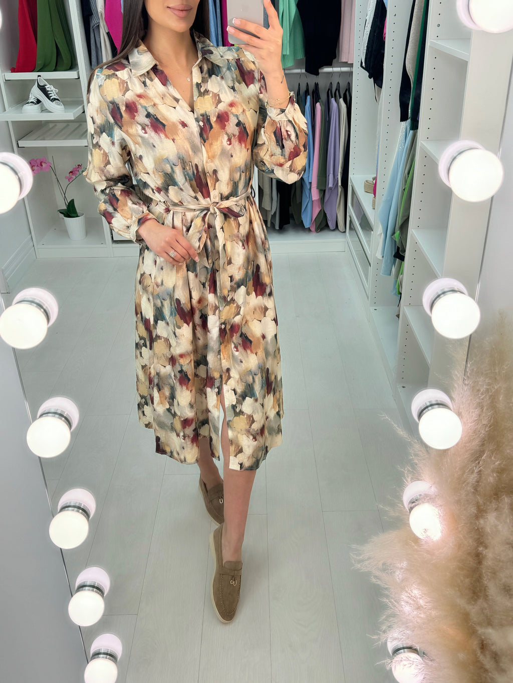 Nadine Abstract Flower Shirt Dress
