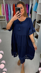 Tulah Plain Broderie Anglaise Hem Smock Dress