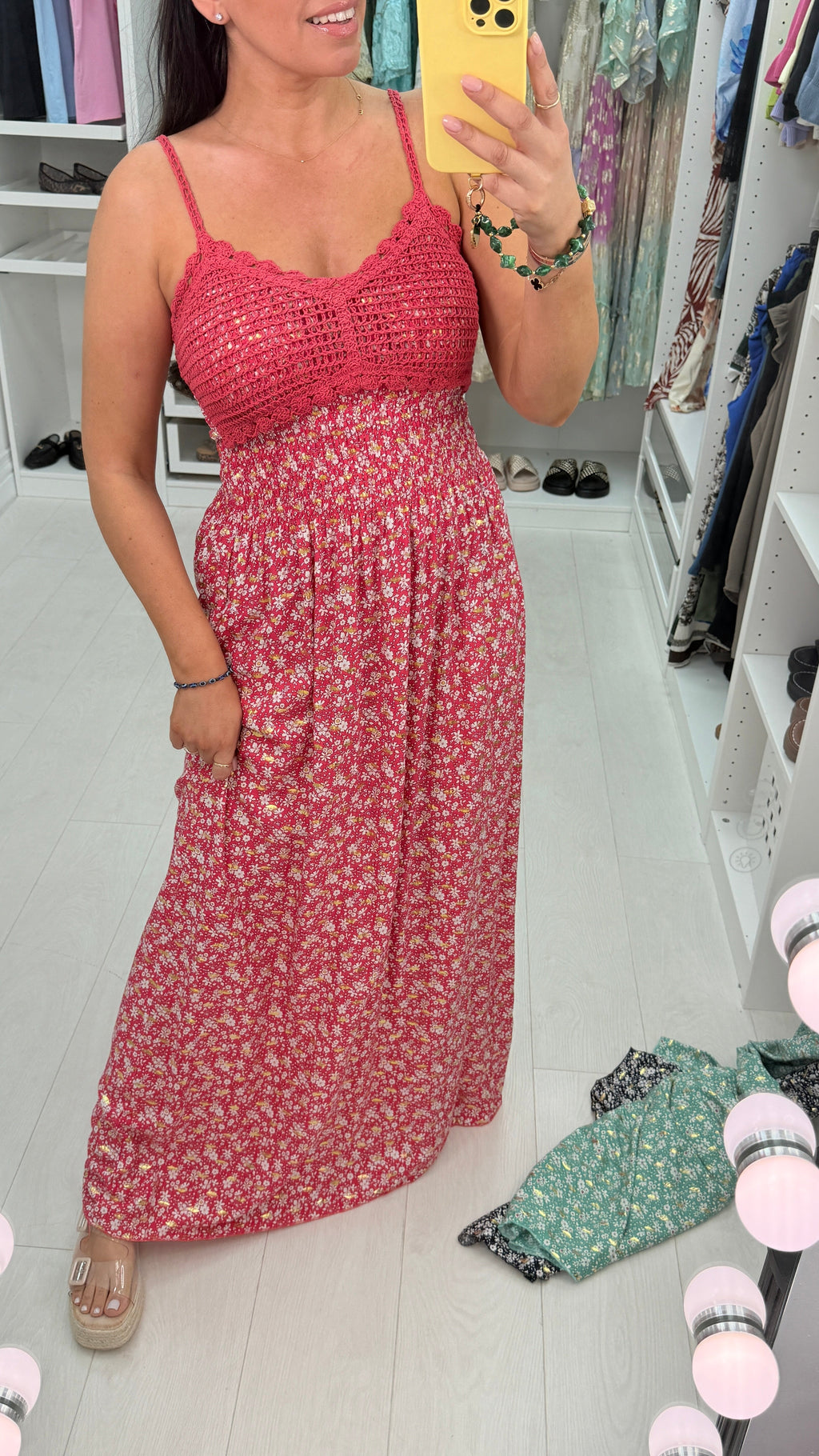 Cara Floral Print Crochet Bust Maxi Dress