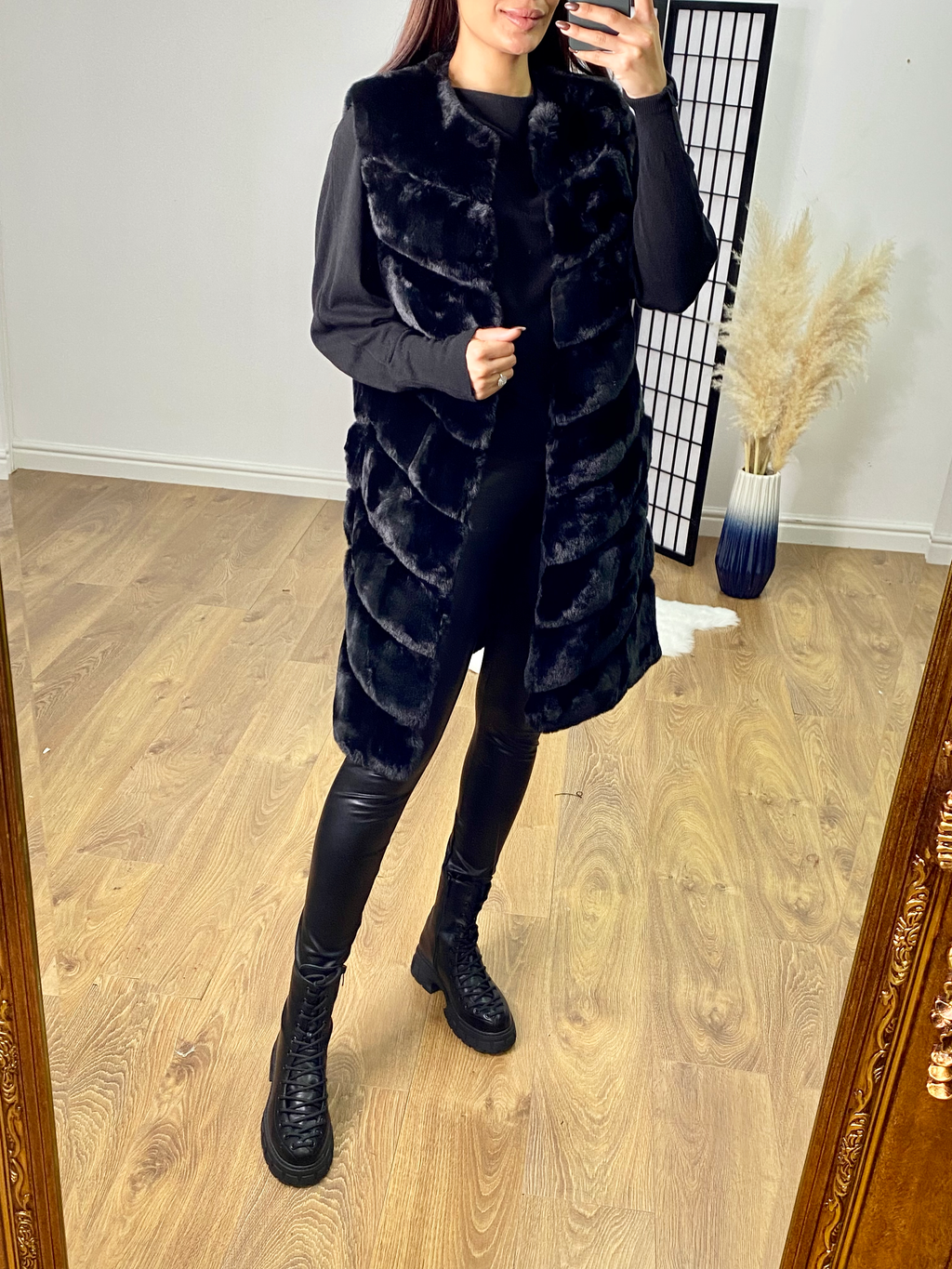 Miami Faux Fur Long Panelled Gilet