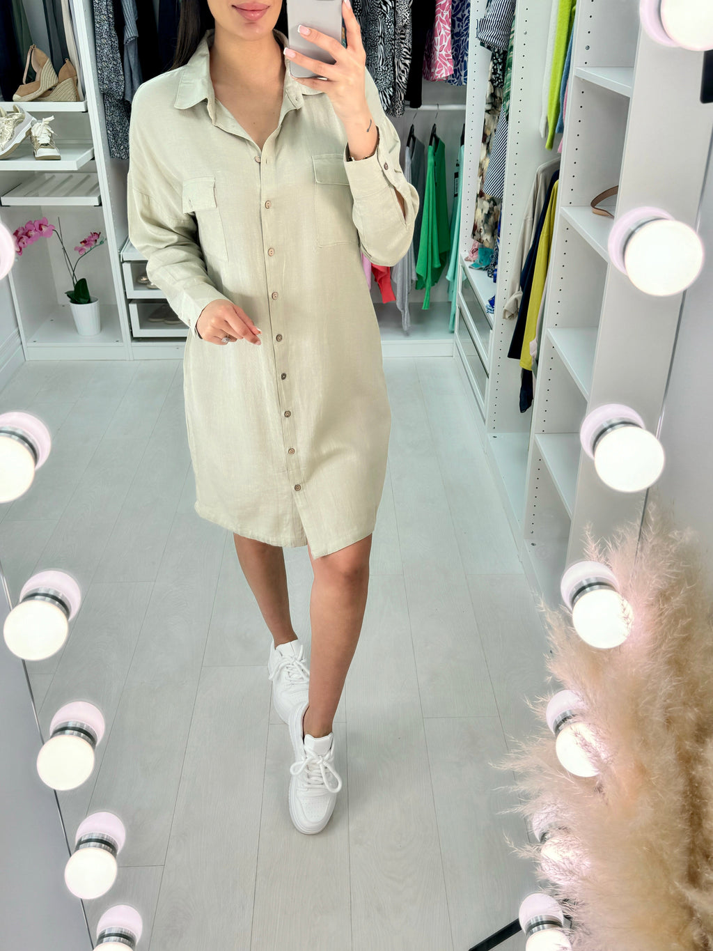 Sasha Utility Linen Look Shirt Dress