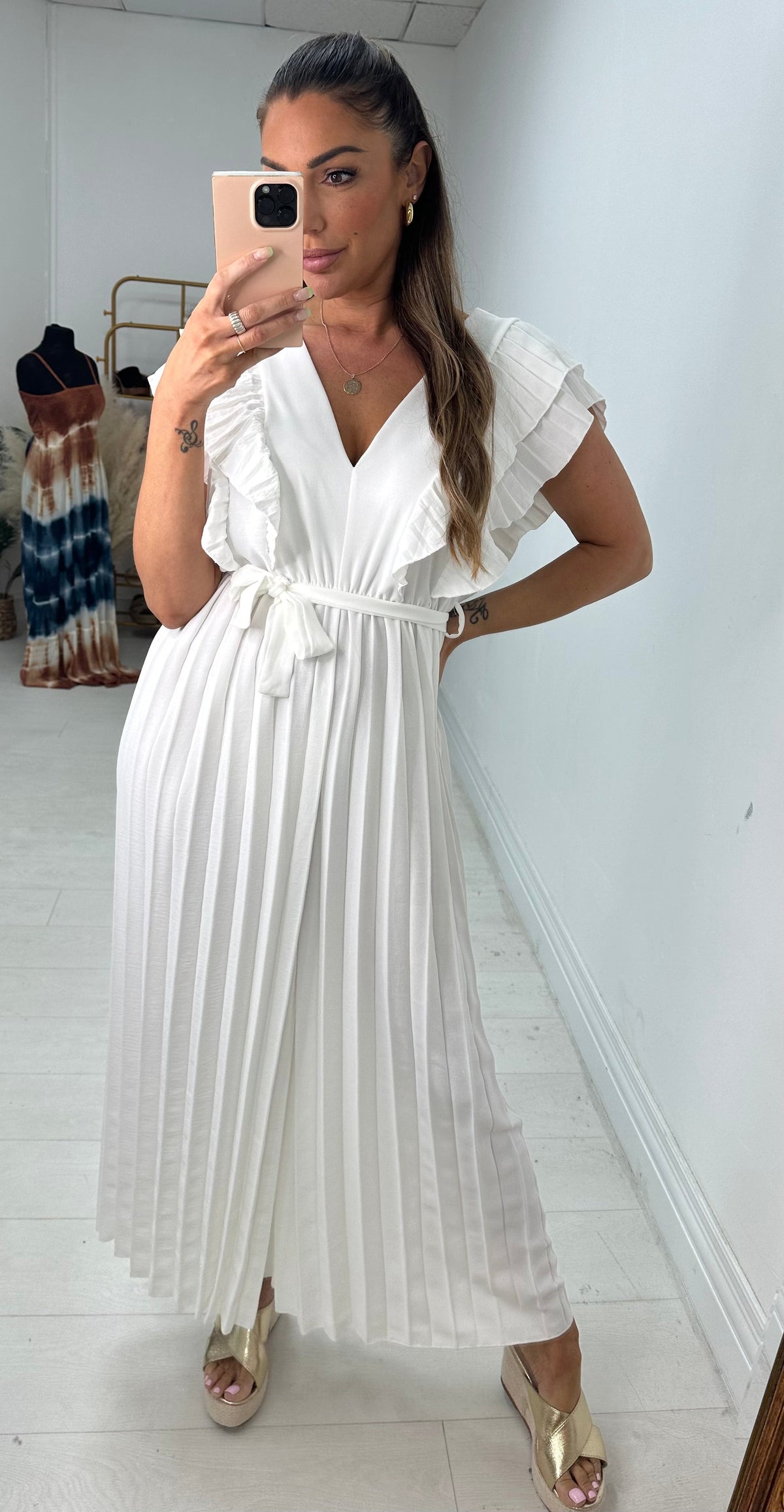 Isannah Pleated Frill Shoulder Jumpsuit