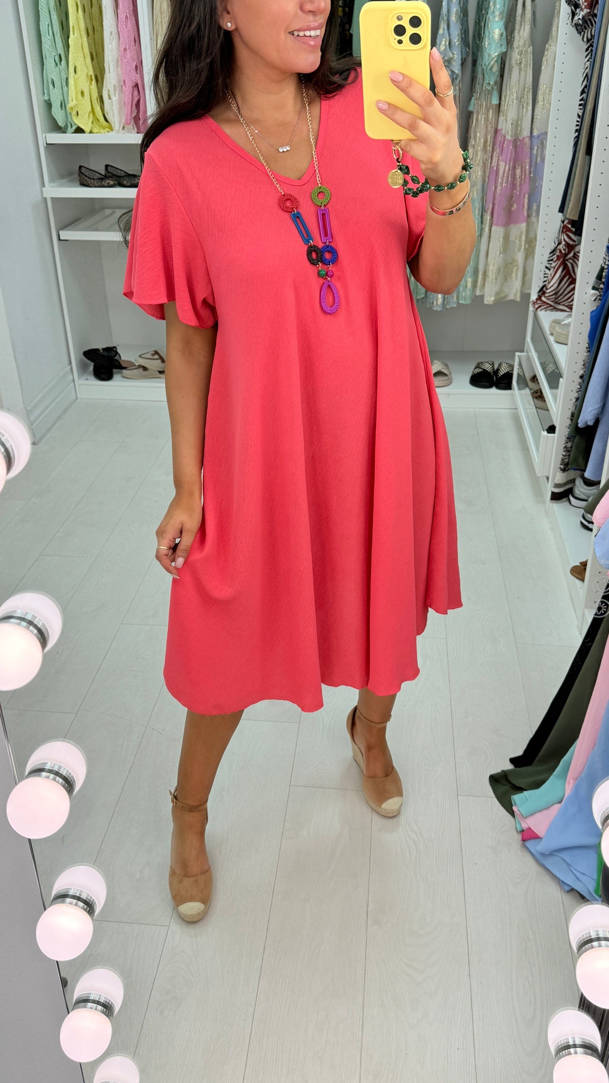 Amira Loose Fit Dress With Necklace
