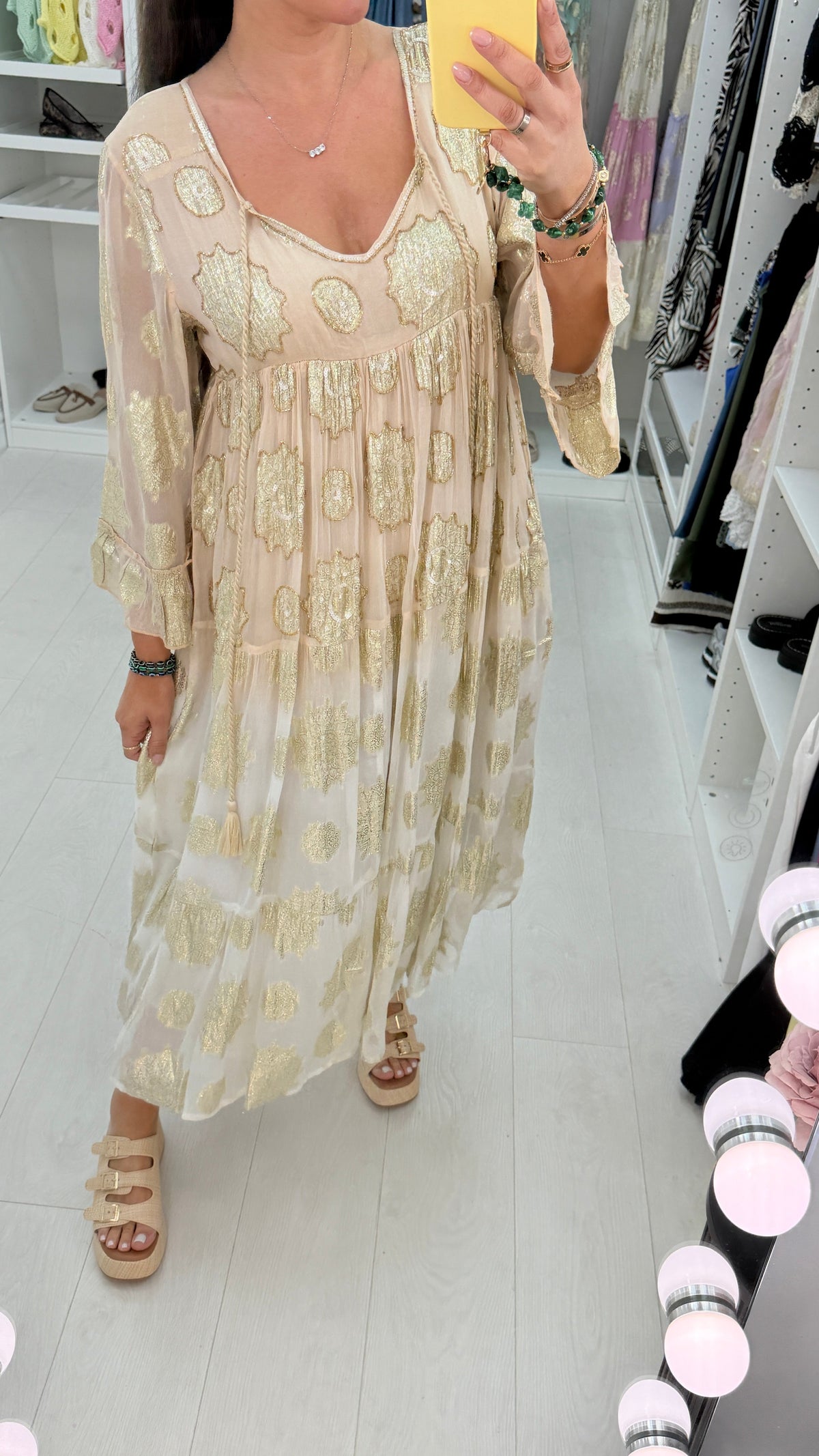 Bree Gold Detail Embellished Smock Dress