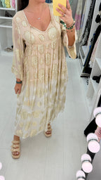Bree Gold Detail Embellished Smock Dress