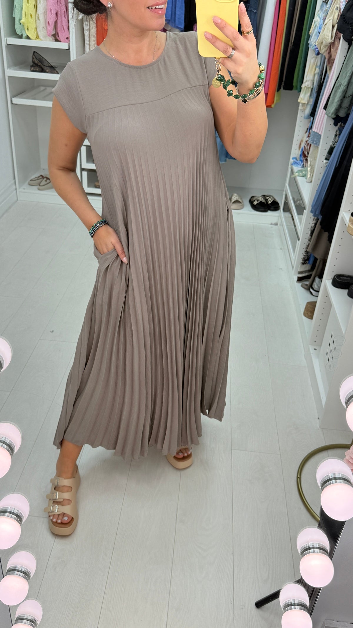 Jodi Plain Pleated Maxi Dress