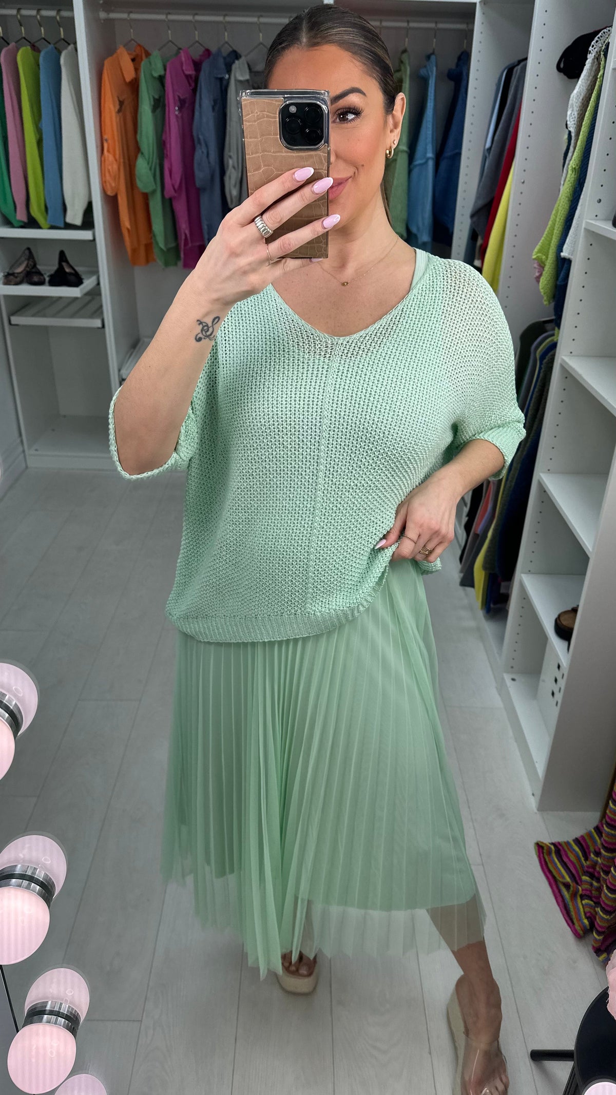 Alissia 2 Piece Knit Top & Pleated Chiffon Dress