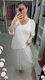 Alissia 2 Piece Knit Top & Pleated Chiffon Dress