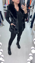 Aerin Black Faux Fur Panelled Gilet