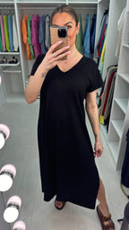 Lila Plain V Neck Maxi Dress