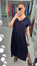 Lila Plain V Neck Maxi Dress