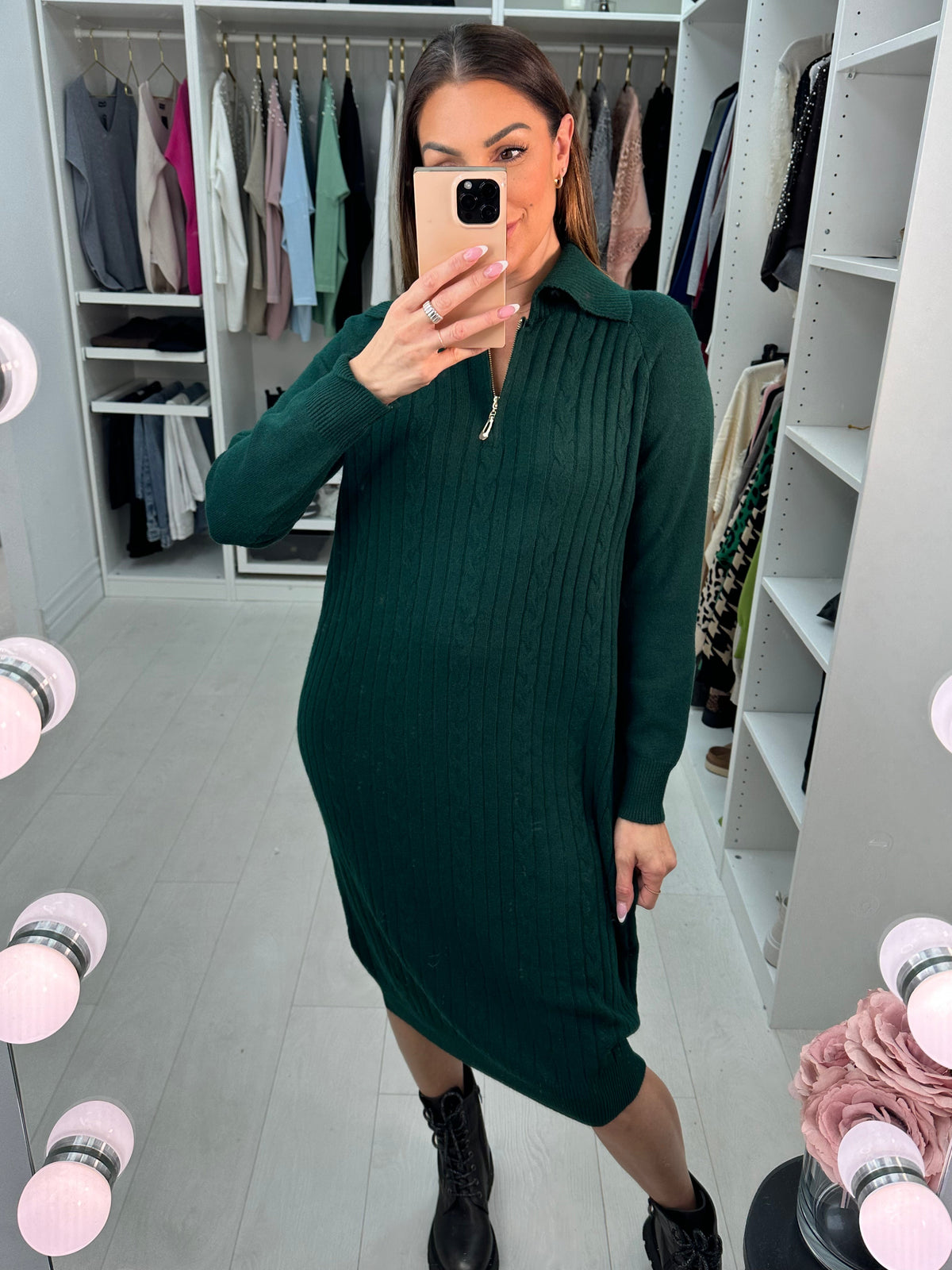 Colada Zip Detail Cable Knitted Jumper Dress