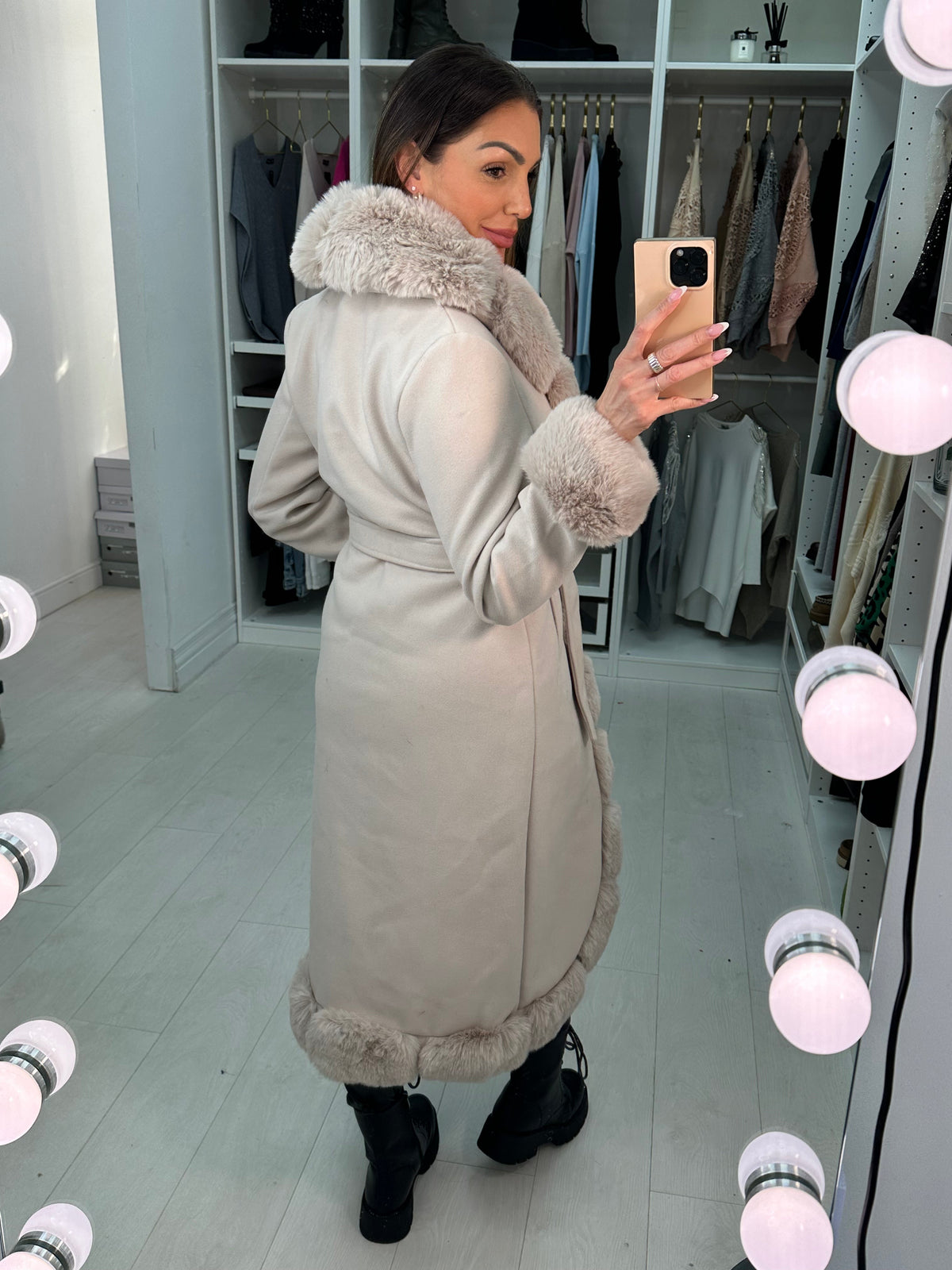 Jaymee Faux Fur Longline Jacket