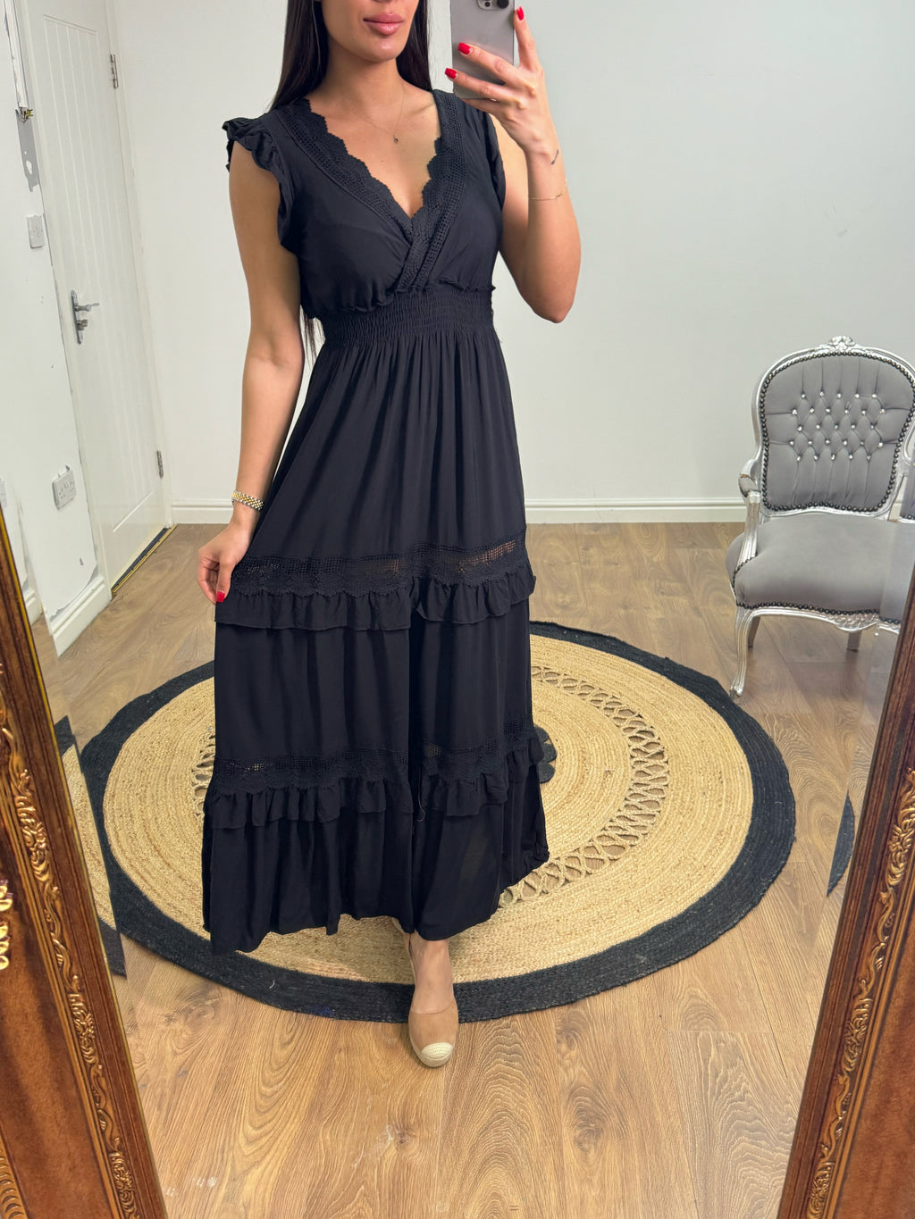 Silvana Crochet Detailed Frill Summer Dress
