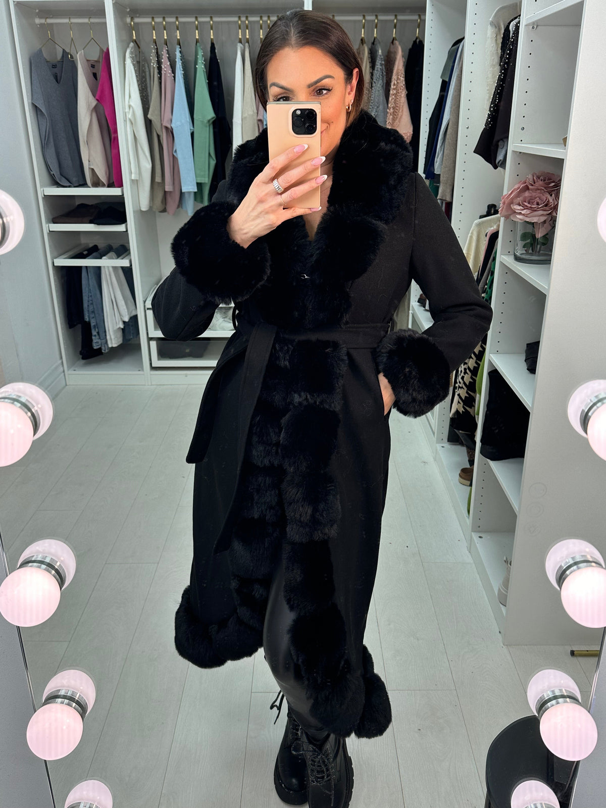 Jaymee Faux Fur Longline Jacket
