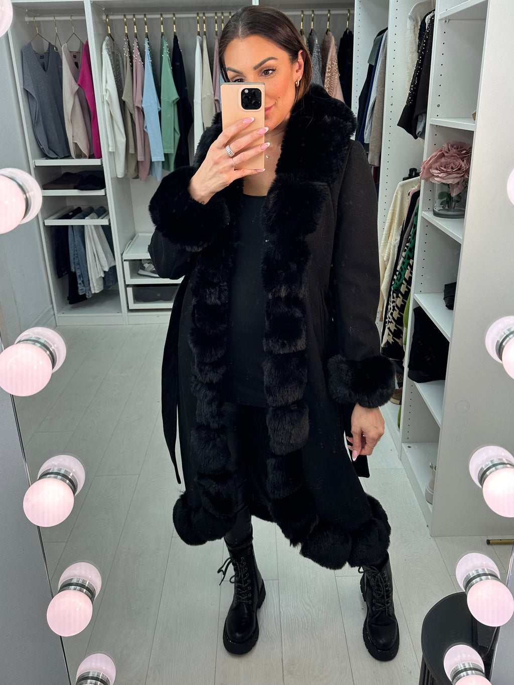 Jaymee Faux Fur Longline Jacket