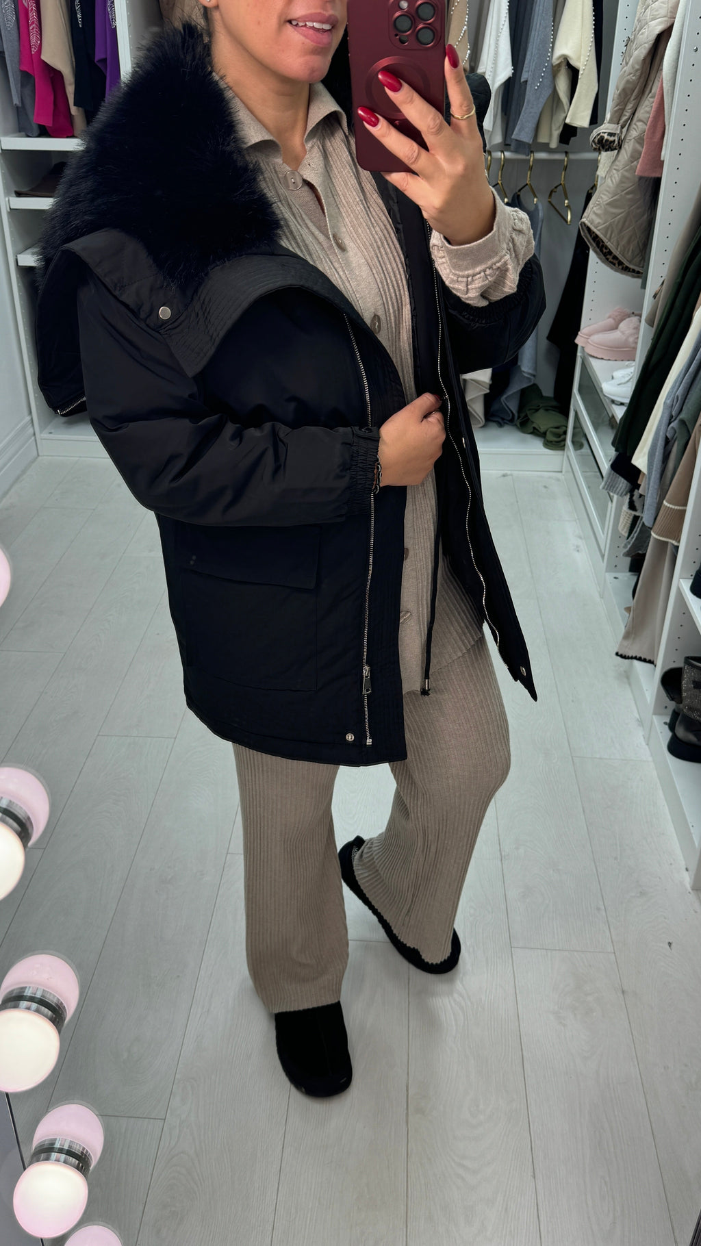 Atlanta Faux Fur Lined Zip Hood Coat