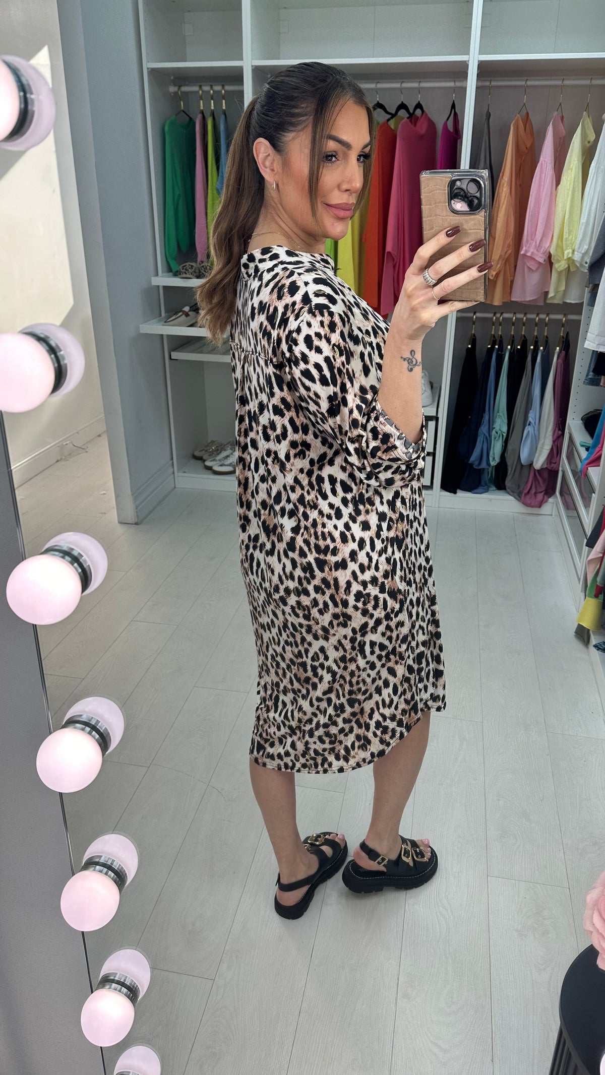 Gemina Leopard Print V Neck Magic Dress