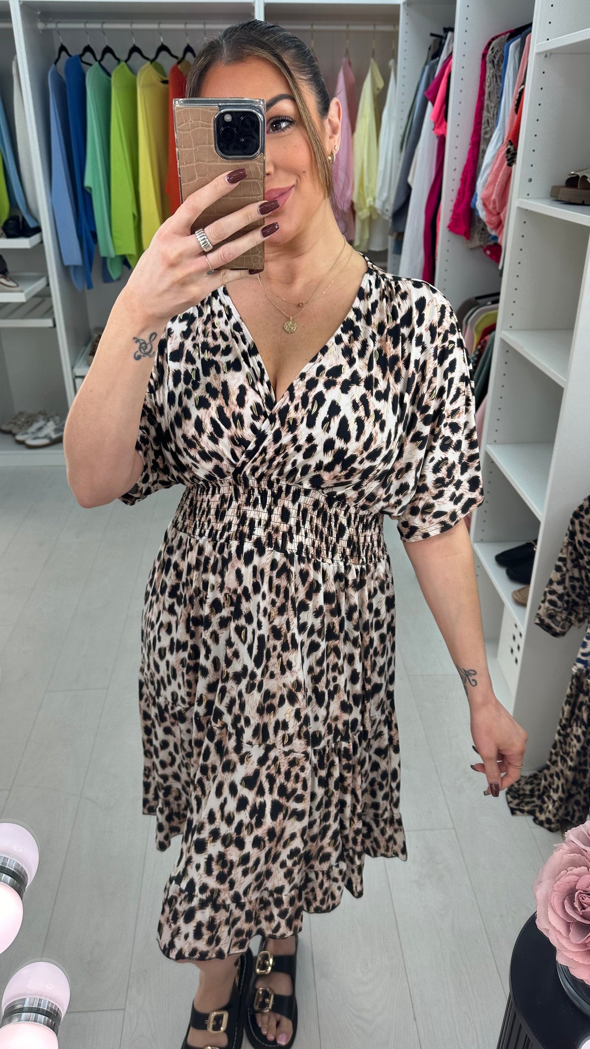 Angie Leopard Print Floaty Midi Magic Dress