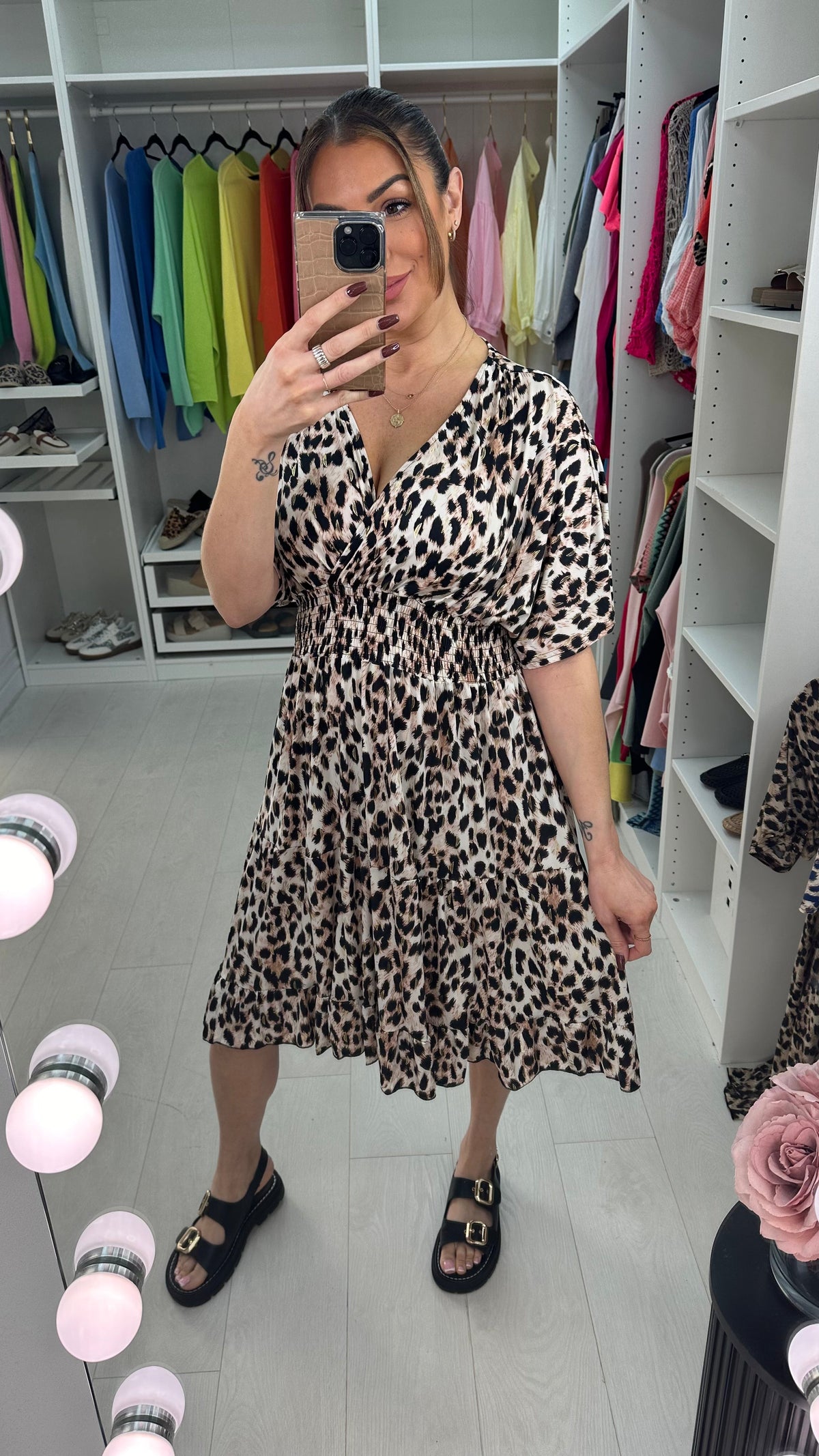 Angie Leopard Print Floaty Midi Magic Dress