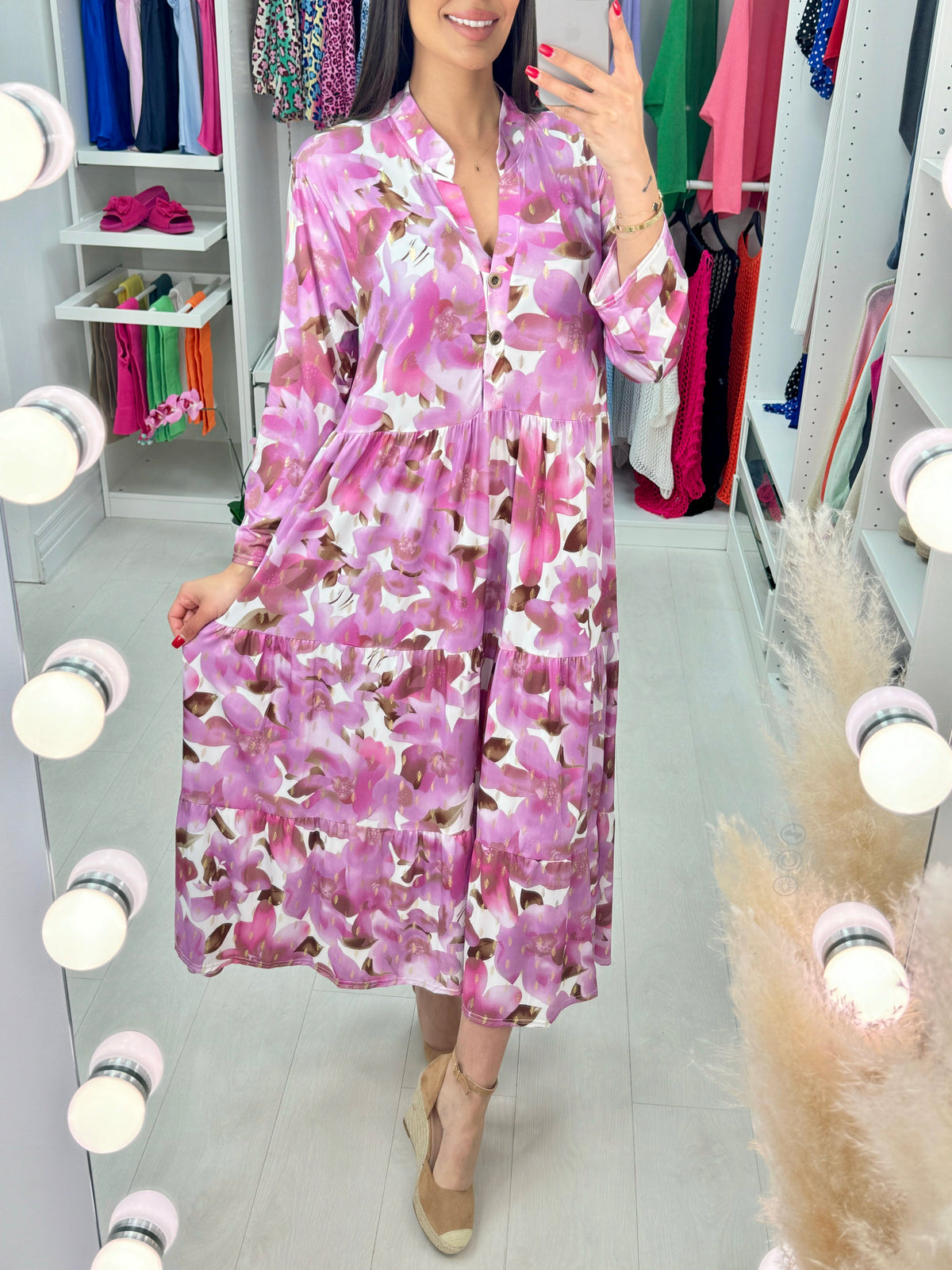 Joanne Vibrant Floral Smock Dress