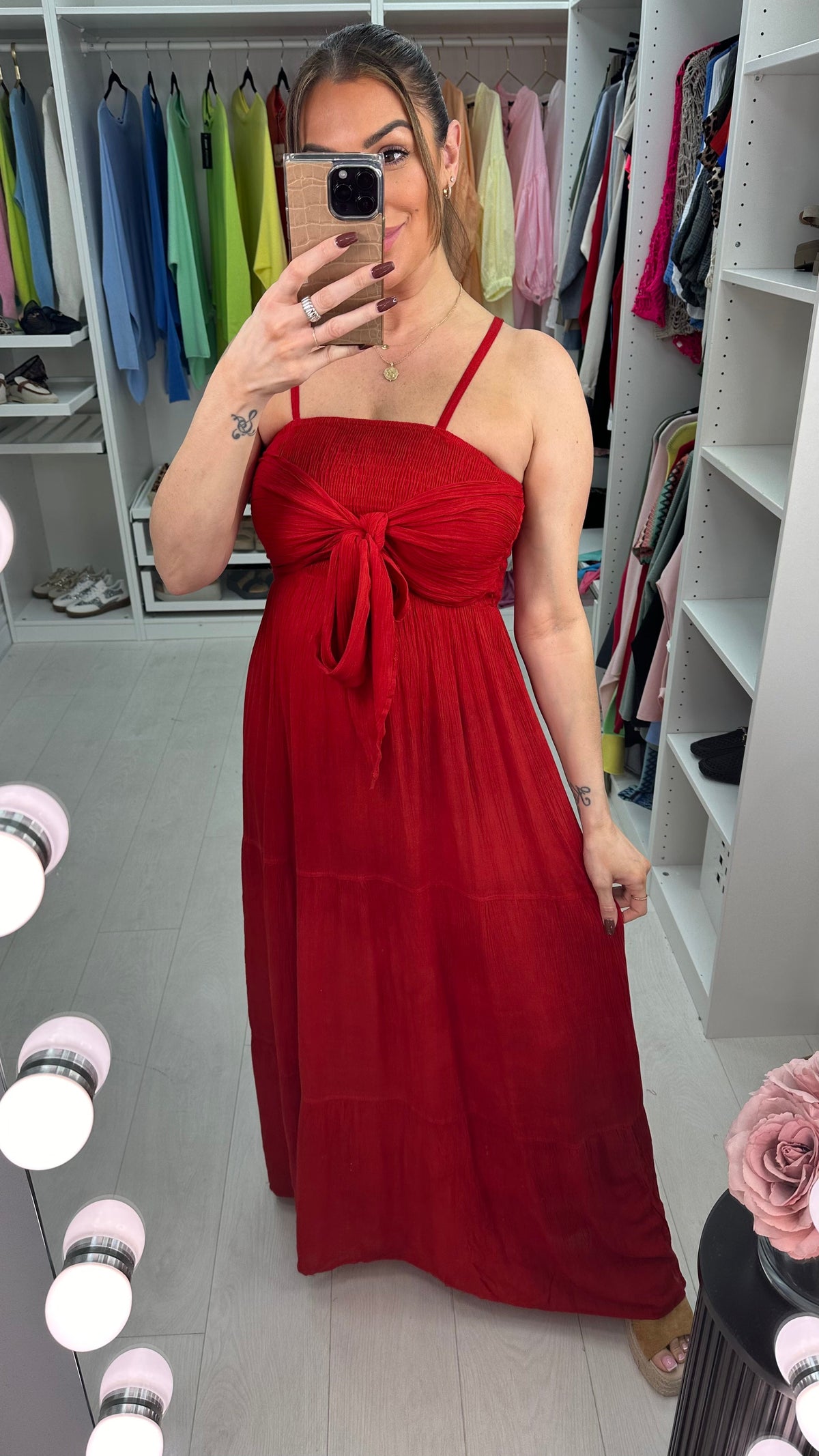 Reece Plain Elasticated Bust Floaty Maxi Dress