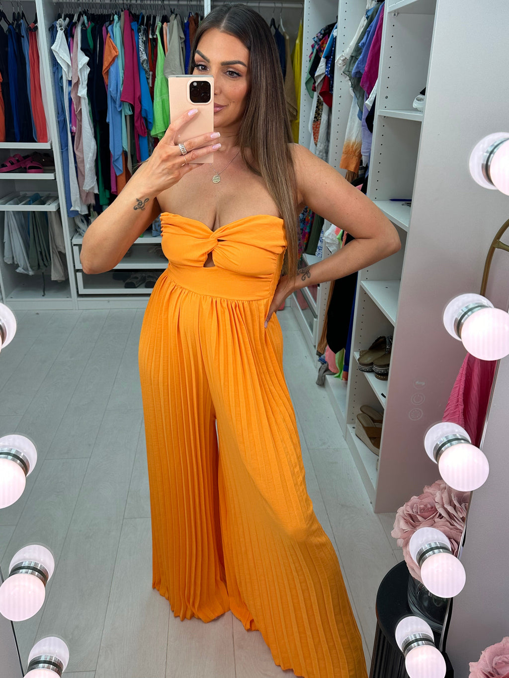Agostina Pleated Jumpsuit With Padded Bust