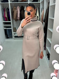 Celeste Stitch Detail Belted Jumper Dress