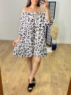 Sharlot Lurex Leopard Print Bardot Dress